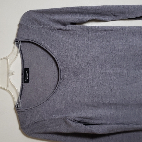 Brunella Gori gray sweater, lightweight extra fine merino wool scoop neck, large - Picture 3 of 7